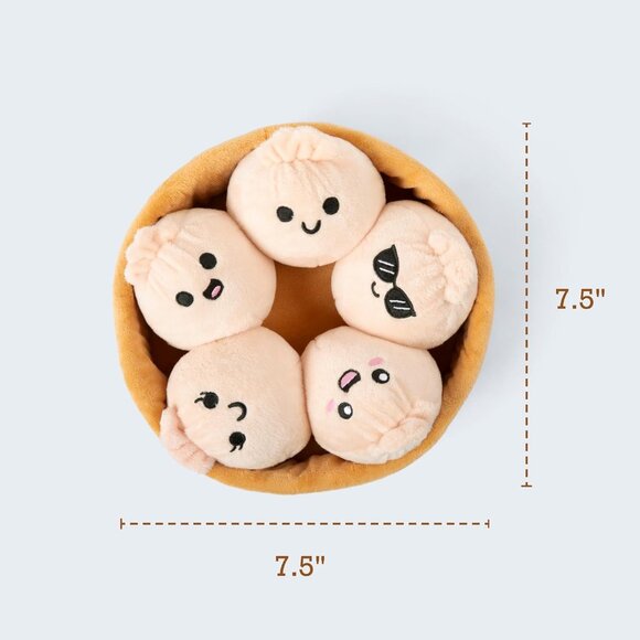 Emotional Support Dumplings Plush Set with Five Cuddly Toys and Soft Basket Gift - Picture 6 of 7